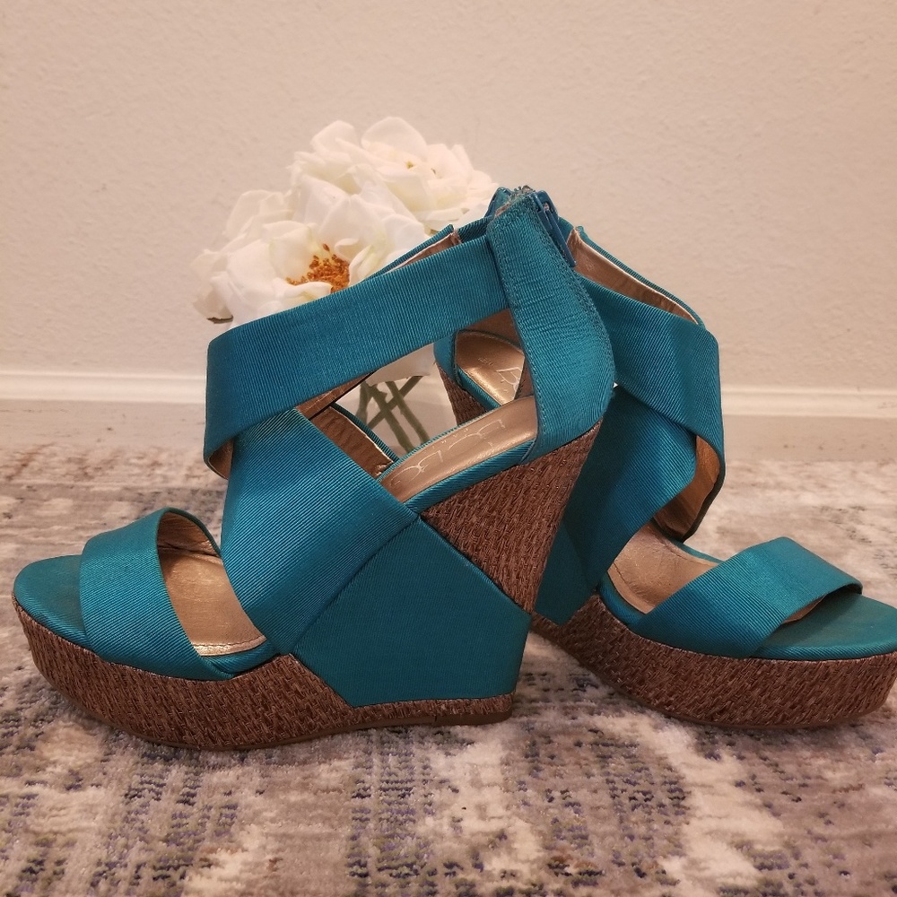Teal BCBG Wedges